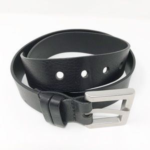 GAP Black Leather Belt Brushed Silver Buckle Sz S